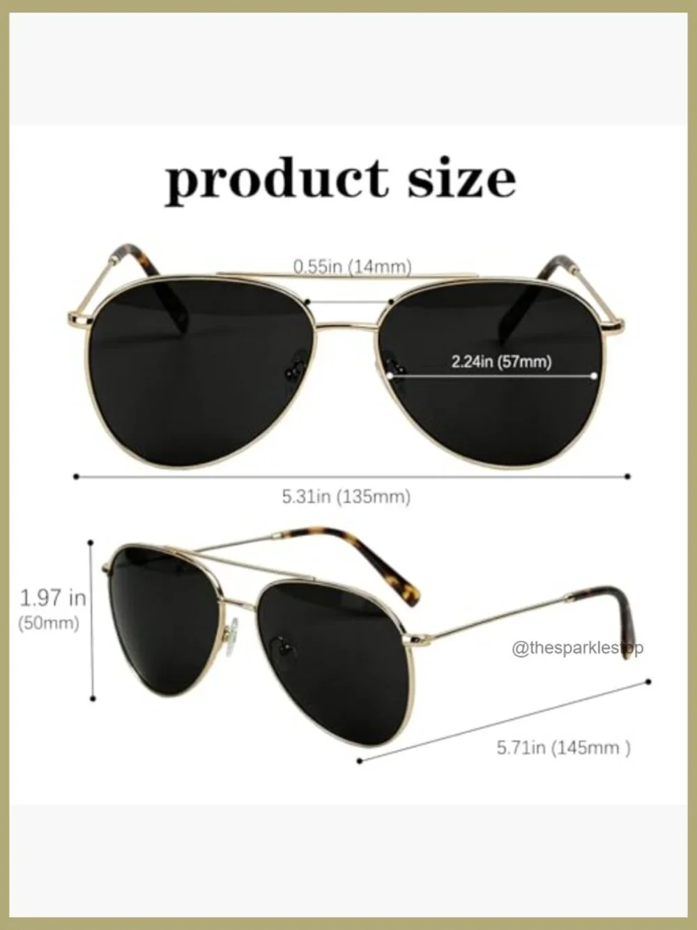 Polarized Aviator Sunglasses with Glass Lens UV Protection